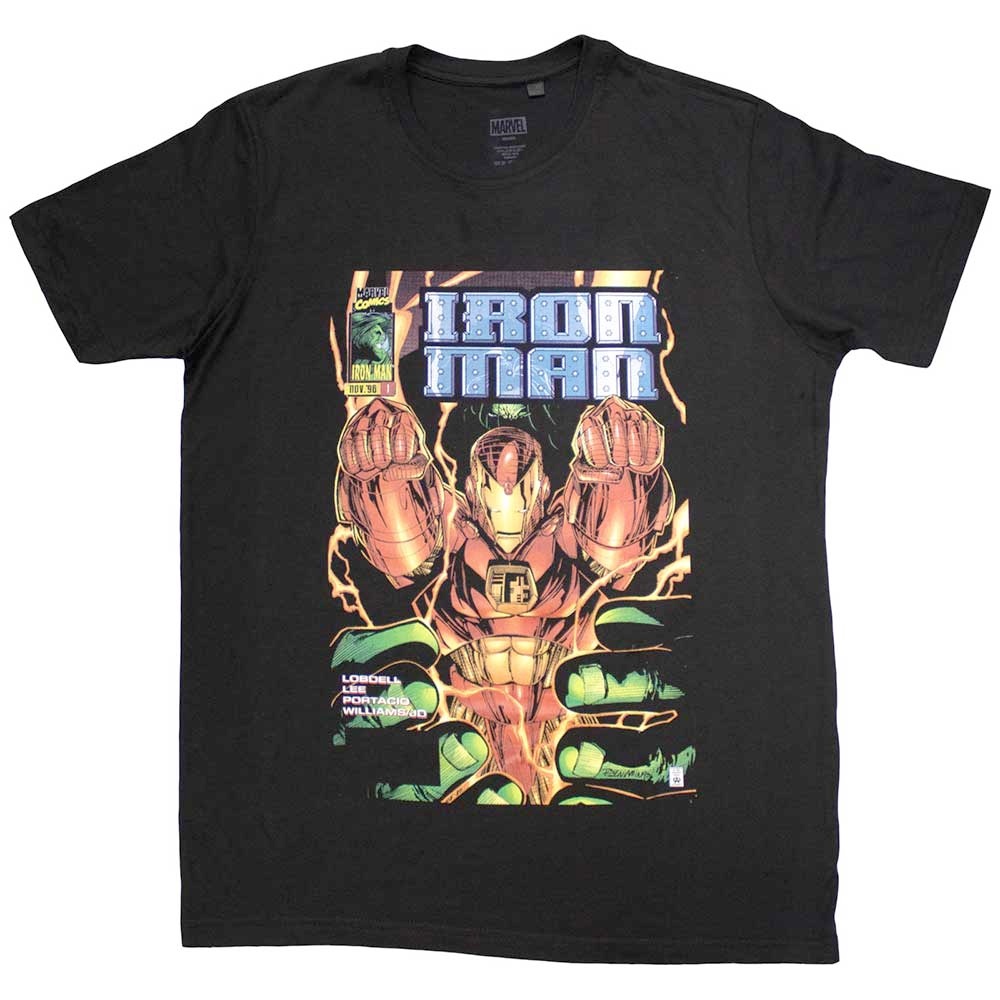 Marvel Iron Man - Fist Comic Cover Tshirt Homme - Noir